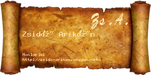 Zsidó Arikán névjegykártya